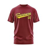 Custom Crimson Red Light Yellow T-Shirt