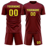 Custom Crimson Red Light Yellow Soccer Set