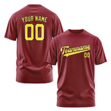 Custom Crimson Red Light Yellow T-Shirt
