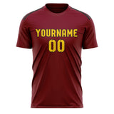 Custom Crimson Red Gold Soccer Jersey