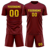 Custom Crimson Red Gold Soccer Set
