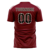 Custom Crimson Red Brown Soccer Jersey
