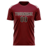 Custom Crimson Red Brown Soccer Jersey