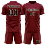 Custom Crimson Red Brown Soccer Set