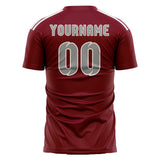 Custom Crimson Red Gray Soccer Jersey