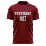 Custom Crimson Red Gray Soccer Jersey