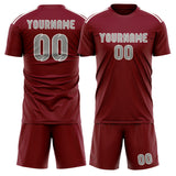 Custom Crimson Red Gray Soccer Set