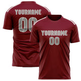 Custom Crimson Red Gray Soccer Jersey