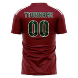 Custom Crimson Red Green Soccer Jersey