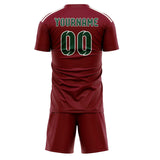 Custom Crimson Red Green Soccer Set