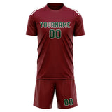 Custom Crimson Red Green Soccer Set