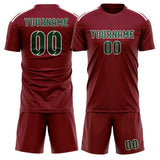 Custom Crimson Red Green Soccer Set