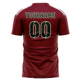 Custom Crimson Red Dark Green Soccer Jersey