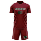 Custom Crimson Red Dark Green Soccer Set