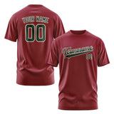 Custom Crimson Red Dark Green T-Shirt
