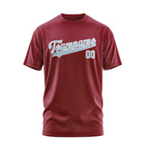 Custom Crimson Red Light Blue T-Shirt