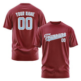 Custom Crimson Red Light Blue T-Shirt
