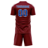 Custom Crimson Red Sky Blue Soccer Set