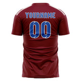 Custom Crimson Red Sky Blue Soccer Jersey