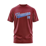 Custom Crimson Red Sky Blue T-Shirt