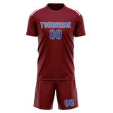 Custom Crimson Red Sky Blue Soccer Set