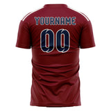 Custom Crimson Red Blue Soccer Jersey