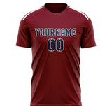 Custom Crimson Red Blue Soccer Jersey