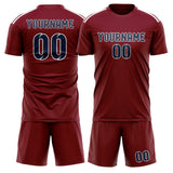 Custom Crimson Red Blue Soccer Set