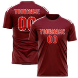 Custom Crimson Red Orange Red Soccer Jersey