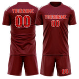 Custom Crimson Red Orange Red Soccer Set