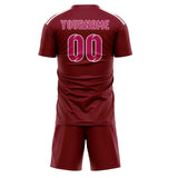 Custom Crimson Red Pink Soccer Set