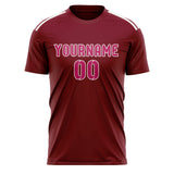 Custom Crimson Red Pink Soccer Jersey