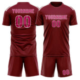 Custom Crimson Red Pink Soccer Set