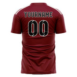 Custom Crimson Red Black Soccer Jersey