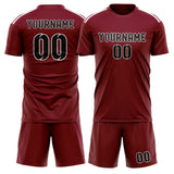 Custom Crimson Red Black Soccer Set