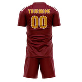 Custom Crimson Red Yellow Soccer Set