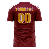 Custom Crimson Red Yellow Soccer Jersey