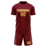 Custom Crimson Red Yellow Soccer Set