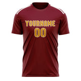 Custom Crimson Red Yellow Soccer Jersey