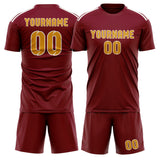 Custom Crimson Red Yellow Soccer Set