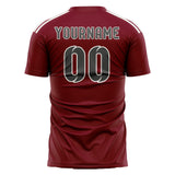Custom Crimson Red Dark Grey Soccer Jersey