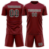 Custom Crimson Red Dark Grey Soccer Set