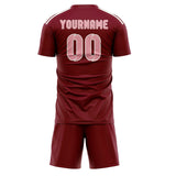 Custom Crimson Red Light Pink Soccer Set