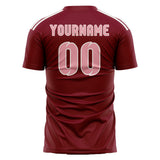 Custom Crimson Red Light Pink Soccer Jersey