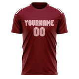 Custom Crimson Red Light Pink Soccer Jersey