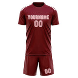 Custom Crimson Red Light Pink Soccer Set