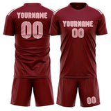 Custom Crimson Red Light Pink Soccer Set
