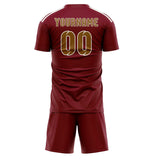 Custom Crimson Red Khaki Soccer Set