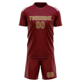 Custom Crimson Red Khaki Soccer Set