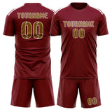 Custom Crimson Red Khaki Soccer Set
